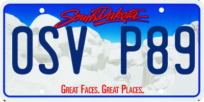 SD license plate 0SVP89