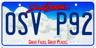 SD license plate 0SVP92