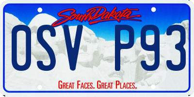 SD license plate 0SVP93