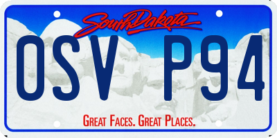 SD license plate 0SVP94