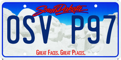 SD license plate 0SVP97