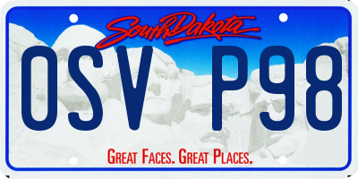SD license plate 0SVP98