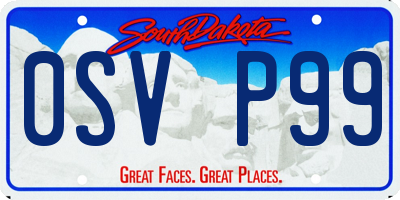 SD license plate 0SVP99