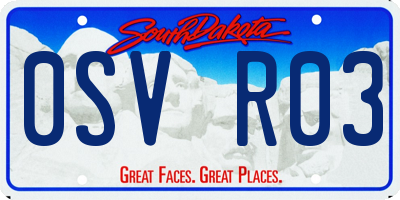 SD license plate 0SVR03