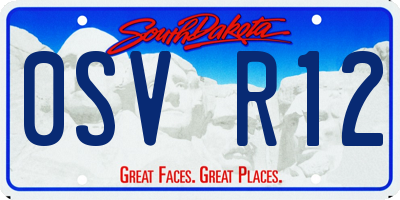 SD license plate 0SVR12