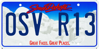 SD license plate 0SVR13
