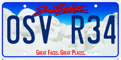 SD license plate 0SVR34