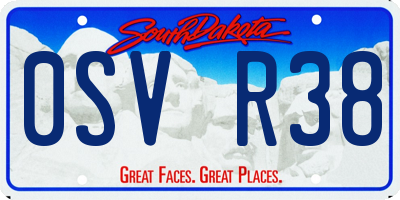 SD license plate 0SVR38