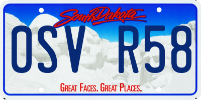 SD license plate 0SVR58