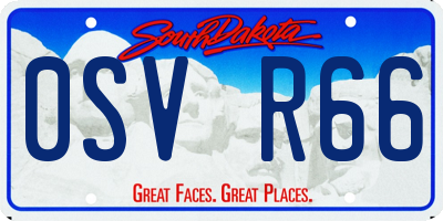 SD license plate 0SVR66