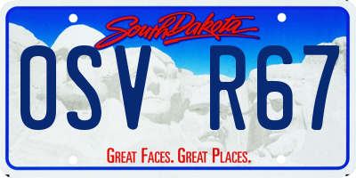 SD license plate 0SVR67