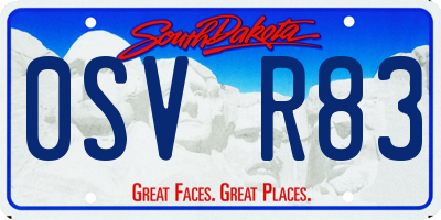 SD license plate 0SVR83