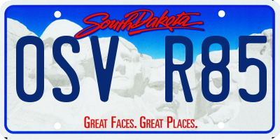 SD license plate 0SVR85