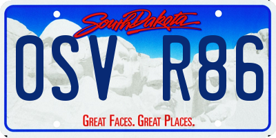 SD license plate 0SVR86