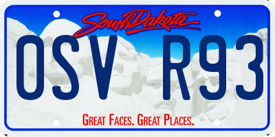 SD license plate 0SVR93