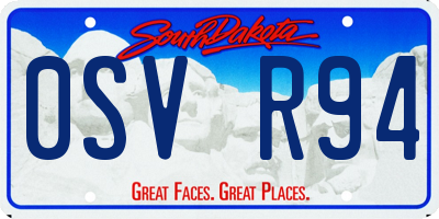 SD license plate 0SVR94