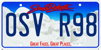SD license plate 0SVR98