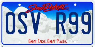 SD license plate 0SVR99