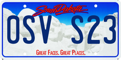 SD license plate 0SVS23