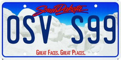 SD license plate 0SVS99