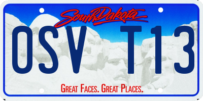 SD license plate 0SVT13