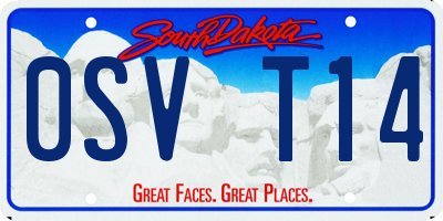 SD license plate 0SVT14