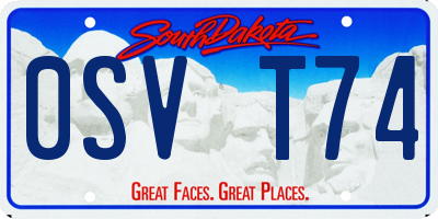 SD license plate 0SVT74