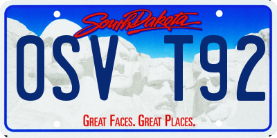 SD license plate 0SVT92