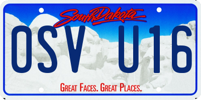 SD license plate 0SVU16