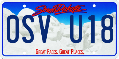 SD license plate 0SVU18