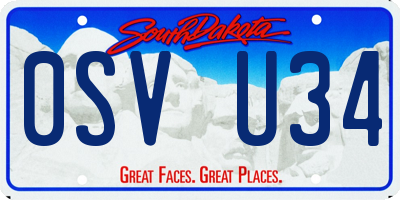 SD license plate 0SVU34