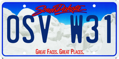 SD license plate 0SVW31