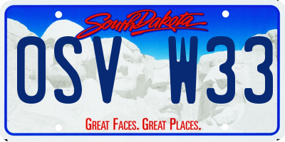 SD license plate 0SVW33