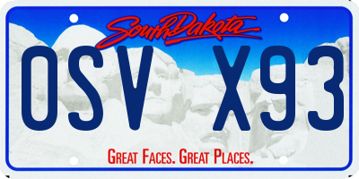 SD license plate 0SVX93