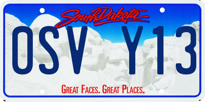 SD license plate 0SVY13