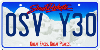 SD license plate 0SVY30