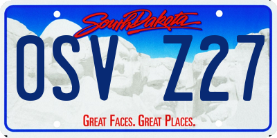 SD license plate 0SVZ27