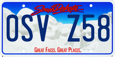 SD license plate 0SVZ58