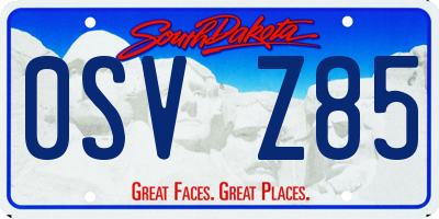 SD license plate 0SVZ85