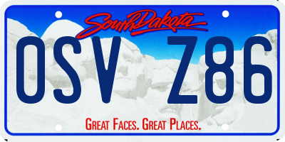 SD license plate 0SVZ86