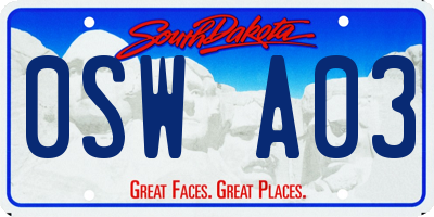 SD license plate 0SWA03