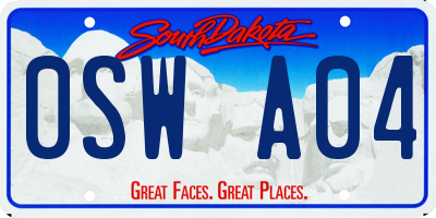 SD license plate 0SWA04