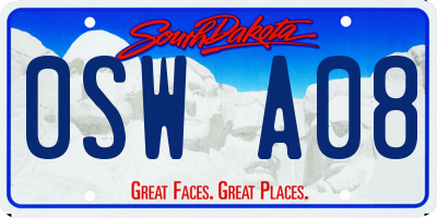 SD license plate 0SWA08