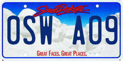 SD license plate 0SWA09