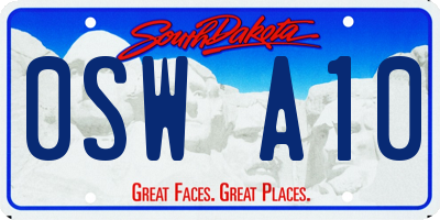 SD license plate 0SWA10