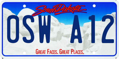 SD license plate 0SWA12