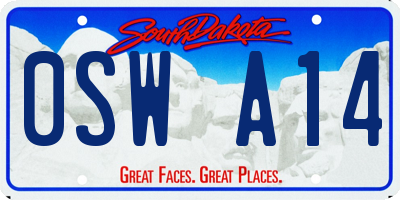 SD license plate 0SWA14