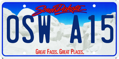 SD license plate 0SWA15