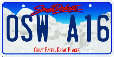 SD license plate 0SWA16