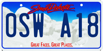 SD license plate 0SWA18